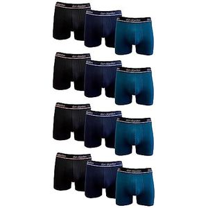 DON ALGODON | Pack 12 Boxers Homme Doux, Respirant et Résistant - Boxers Homme confortables au jour le jour avec un design moderne et une durabilité exceptionnelle, Noir/vert/bleu marine, L