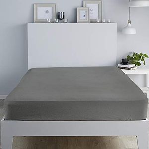 Fusion Bedding Hoeslaken, 28 cm, 100% geborsteld katoen, antraciet, tweepersoonsbed