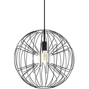 EGLO Okinzuri, hanglamp met 1 fitting, vintage, modern, hanglamp van staal in nikkel-zwart, eettafellamp, woonkamerlamp met E27-fitting,nikkel-nero