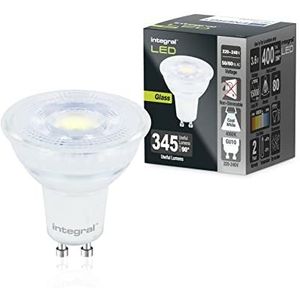 Integral Ledlamp van glas, GU10, 10 stuks, koudwit, 4000 K, 400 lm, 3,6 W (komt overeen met 50 W), niet dimbaar, energiebesparend en ideaal voor spots en schijnwerpers in badkamers