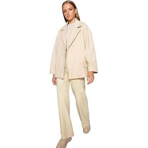 Trendyol Manteau droit grande taille pour femme, beige, 40 grande taille