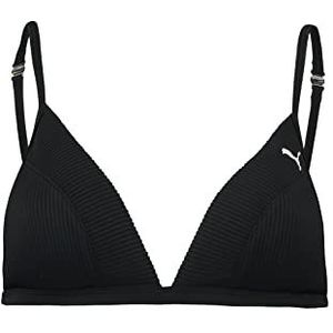 PUMA Triangel-top, geribbeld, bikinitop voor dames, zwart combi