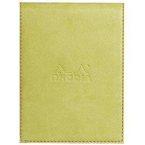 RHODIA 128206C – klembord + notitieblok nr. 12 anijs – 8,5 x 12 cm – gelinieerd – 80 vellen afscheurbaar – wit papier 80 g/m² – pennenhouder – kunstleer – collectie Rhodiarama