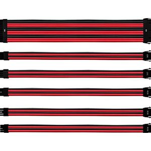 Cooler Master PSU Verlengkabel Kit - 16 AWG gauge, 3-laagse PVC-mantel, verlengkabel ATX-compatibel, lengte 30 cm, met 8-polige CPU-kabel voor Alim. 16-EPS inbegrepen - rood en zwart