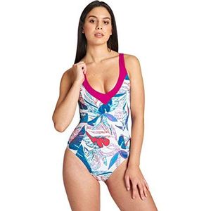 ARENA W Cecilia Wing Back One Piece badpak voor dames, wit, veelkleurig, paars