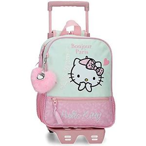 Hello Kitty Paris cabinekoffer, roze, Mochila Preescolar, aanpasbaar aan Carro, rugzak 28 + trolley, Roze, Rugzak 28 + trolley