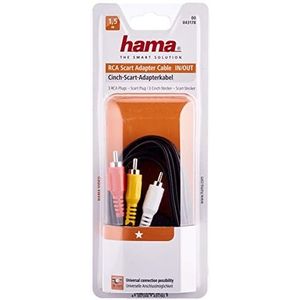 Hama Scart op 3 RCA-aansluitingen audiokabel (video / stereo adapterkabel, schakelaar/uitgang, kabellengte: 150 cm)
