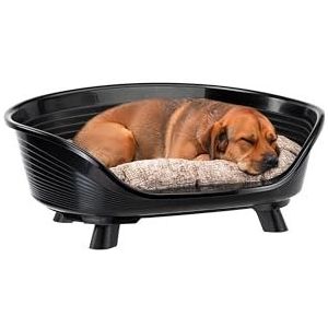 Ferplast Verhoogd bed voor honden en katten met katoenen kussen, kunststof bed voor middelgrote honden, wasbaar hondenbed en hondenbed, ademend en antislip bed, THRONE 70,5 x 52 cm