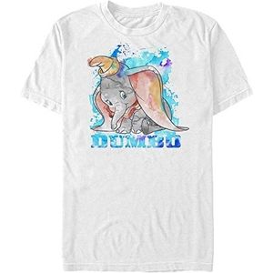 Disney Watercolor Dumbo Organic T-shirt met korte mouwen, wit, L, Weiss
