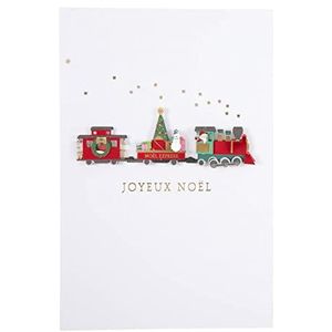 DRAEGER PARIS | wenskaart ""Merry Christmas"" | Oudejaarsavond | Kersttrein | Warmgouden afwerking | 12 x 17 cm | Made in England | envelop inbegrepen | FSC® papier