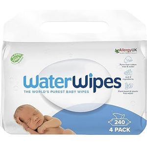 WaterWipes Vochtige doekjes voor baby's voor de gevoelige huid, 100% plantaardige oorsprong, 240 stuks, 1 stuk
