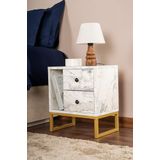 Nachtstand, marmer Freesia, goud, 50 x 18 x 5 cm, spaanplaat, 100% melamine, dikte 18 mm, perfect voor moderne ruimtes thuis, kantoor en studie, elegant design en