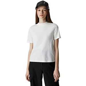 Koton T-shirt basique à manches courtes pour femme Coupe droite Col rond, Blanc cassé (001), S