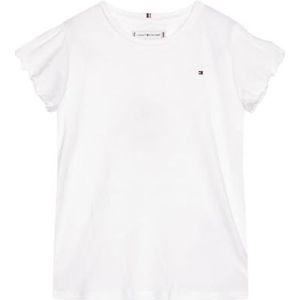 Tommy Hilfiger Essential Top met ruches mouwen S/S T-shirt voor meisjes, Wit