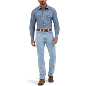 Wrangler Westernshirt met lange mouwen voor heren - Kaki, Medium Blue Chambray.
