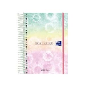 Oxford, Agenda 2022 2023, dag per pagina, extra lange omslag, 11,8 x 16,8 cm, Spaans, Tie Dye Love Yourself