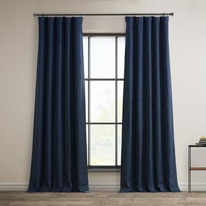 HPD Half Price Drapes Verduisteringsgordijnen van synthetisch linnen voor slaapkamer en woonkamer (1 paneel), 127 x 213,4 cm (b x l), indigo