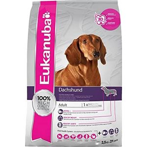 Eukanuba Premium droog hondenvoer voor teckel, Welsh Corgi, Petit Basset Griffon Vendéen, Dandie Dinmont Terrier - aanbevolen door dierenartsen - 100% compleet en uitgebalanceerd - met kip - 2,5 kg