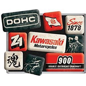 Nostalgic-Art Kawasaki Koelkastmagneet retro magneten motorfietsen cadeau-idee biker magneet vintage magneet set 9 stuks