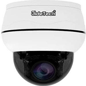 JideTech PTZ POE Outdoor bewakingscamera, 5MP dome IP-camera met 4x optische zoom, 2-weg audio, IP66 waterdicht, 30 m nachtzicht, 128 G SD-kaarthouder