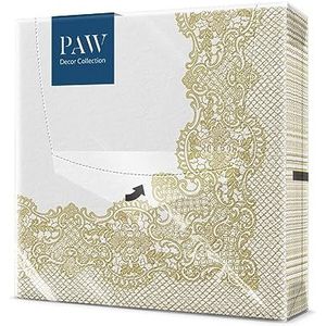 PAW Decor Collection - Papieren handdoek, 3-laags (33 x 33 cm), 20 stuks, perfect voor verjaardagen, familiefeesten, tuinfeesten, familiefeesten, goud (Royal Lace)