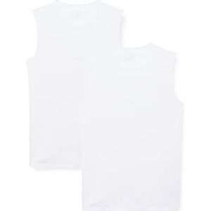 Schiesser Set van 2 onderhemden van biologisch katoen met brede bandjes V-hals 95/5, Wit