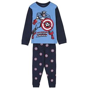 CERDÁ LIFE'S LITTLE MOMENTS Capitan America Winterpyjama van 100% katoen met lange mouwen en lange broek met lange licentie Marvel-set, blauw, 5 jaar jongens, Blauw