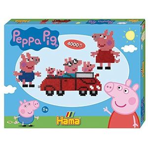 Hama Perlen Peppa Pig 7952 cadeauset met ca. 4000 kleurrijke Midi strijkkralen met een diameter van 5 mm, patroonmodel en 2 penplaten, strijkpapier, creatief plezier voor