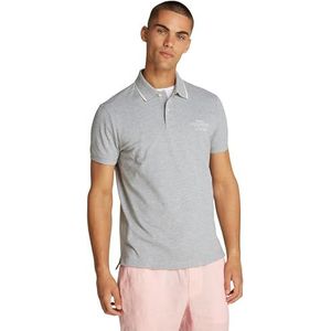 Tommy Hilfiger Polo homme poitrine gauche Graphic REG MW0MW37519 S/S Polo, gris, XS, Gris (mélange de gris clair), XS