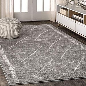 JONATHAN Y Zaina Marokkaans tapijt, Beni Souk, Bohemian, gemakkelijk te reinigen, voor slaapkamer, keuken, woonkamer, geen haaruitval, grijs, crème, 9,5 x 12,7 cm