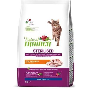 Natural Trainer steriliseert kattenvoer voor volwassen katten met kalkoen, 3 kg