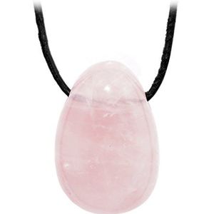 Kaltner Präsente Edelsteenketting met hanger, rozenkwarts, leren armband met geboorde druppelhanger, hoogwaardige edelsteenhanger, leren ketting,, Leer Rozenkwarts, Kwarts