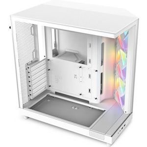 NZXT H6 Flow RGB | CC-H61FW-R1 | Compact Dual-Chamber Mid-Tower Airflow Case | Inclusief 3 x 120 mm RGB-fans | Panoramic Glass Panels | High-Performance Airflow Panels | Kabelbeheer | Wit