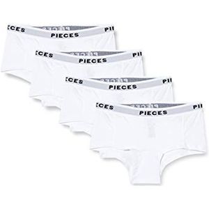 PIECES Pclogo Lady 4 Pack Solid Noos Bc dames Boxershorts, wit (bright white), M