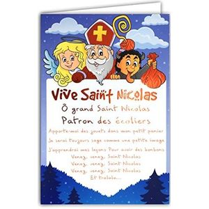 Afie 68-1302 kaart Vive St. Nikolaus, rood, glanzend, goed feest, 6 december, liedje, knippatroon van schoolkinderen, wijze, engel vader garde
