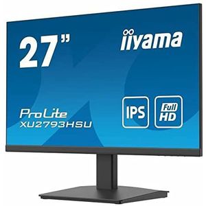 iiyama ProLite XU2793HSU-B4 27 inch LED-monitor met IPS-paneel Full HD 1920x1080, 300cd/m², 1000:1-4ms, HDMI, VGA, DisplayPort, zwart