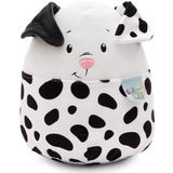 Chill-NICI Dalmatiër kussen, 30 cm, wit, zacht pluche kussen voor jongens, meisjes, baby's en pluche liefhebbers, ideaal voor thuis, kleuterschool of onderweg