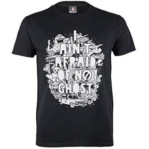 Ghostbusters Afraid T-shirt voor heren, officieel product, in de maten S-XXL, met ronde hals, klassiek geest cadeau-idee voor heren, verjaardagscadeau voor thuis of in de sportschool, zwart, S, zwart.