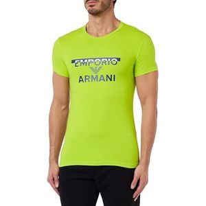 Emporio Armani Shirt pour Homme avec Col Rond Megalogo, Citron Vert, M