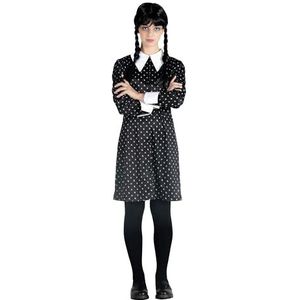 Ciao - Wednesday Addams verkleedjurk voor meisjes, origineel Wednesday (maat S) met pruik