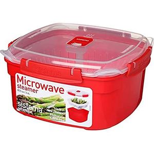 Sistema Stoompan, magnetron met stoommand, 2,4 liter, voedselbereik, BPA-vrij, rood/transparant