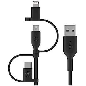 Belkin Universele kabel (3-in-1 USB-C oplaadkabel, Lightning, micro-USB, voor smartphones, tablets, externe batterijen enz., 1 m)
