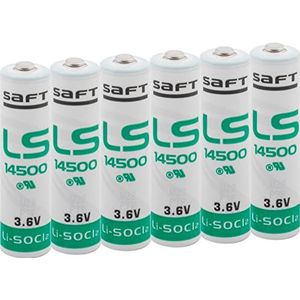 Saft LS 14500 3,6 V Lithium, 6 stuks, wit