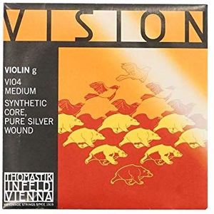 Thomastik Snaren Violine Vision kunstkern mogelijkheid om de bal te verwijderen; bodem zilverkleurig, 4/4, medium