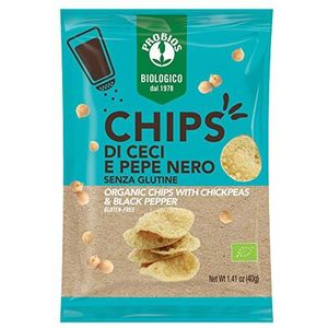 Probios Chips met kikkererwten en biologische zwarte peper - verpakking 12 x 40 g