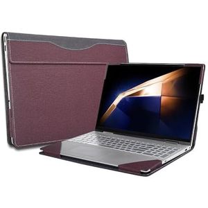 forubar 2-in-1 beschermhoes van kunstleer met penhouder voor Samsung Galaxy Book4 Pro 360 40,6 cm (wijnrood)