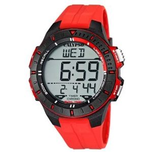Calypso Horloges - K5607/5 - jongenshorloge - kwarts - digitaal - alarm/stopwatch/verlichting - armband van kunststof, rood, veelkleurig/rood, riem, Veelkleurig Rood, riem
