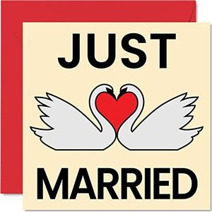 Bruiloftskaarten voor bruid en bruidegom - Just Married - Gefeliciteerd, Gefeliciteerd, Gefeliciteerd, Goed gedaan, pas getrouwd, 145 mm x 145 mm