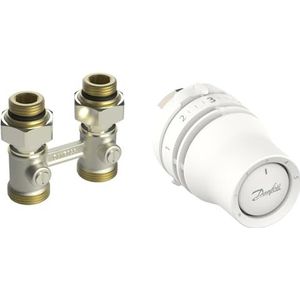 Danfoss Redia 015G5132 radiatorthermostaatset + recht radiatorventiel met vloeraansluiting en ventielinzetstuk M30