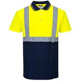 Portwest S479YNRM Poloshirt met korte mouwen, hoge zichtbaarheid, geel/marineblauw, maat M